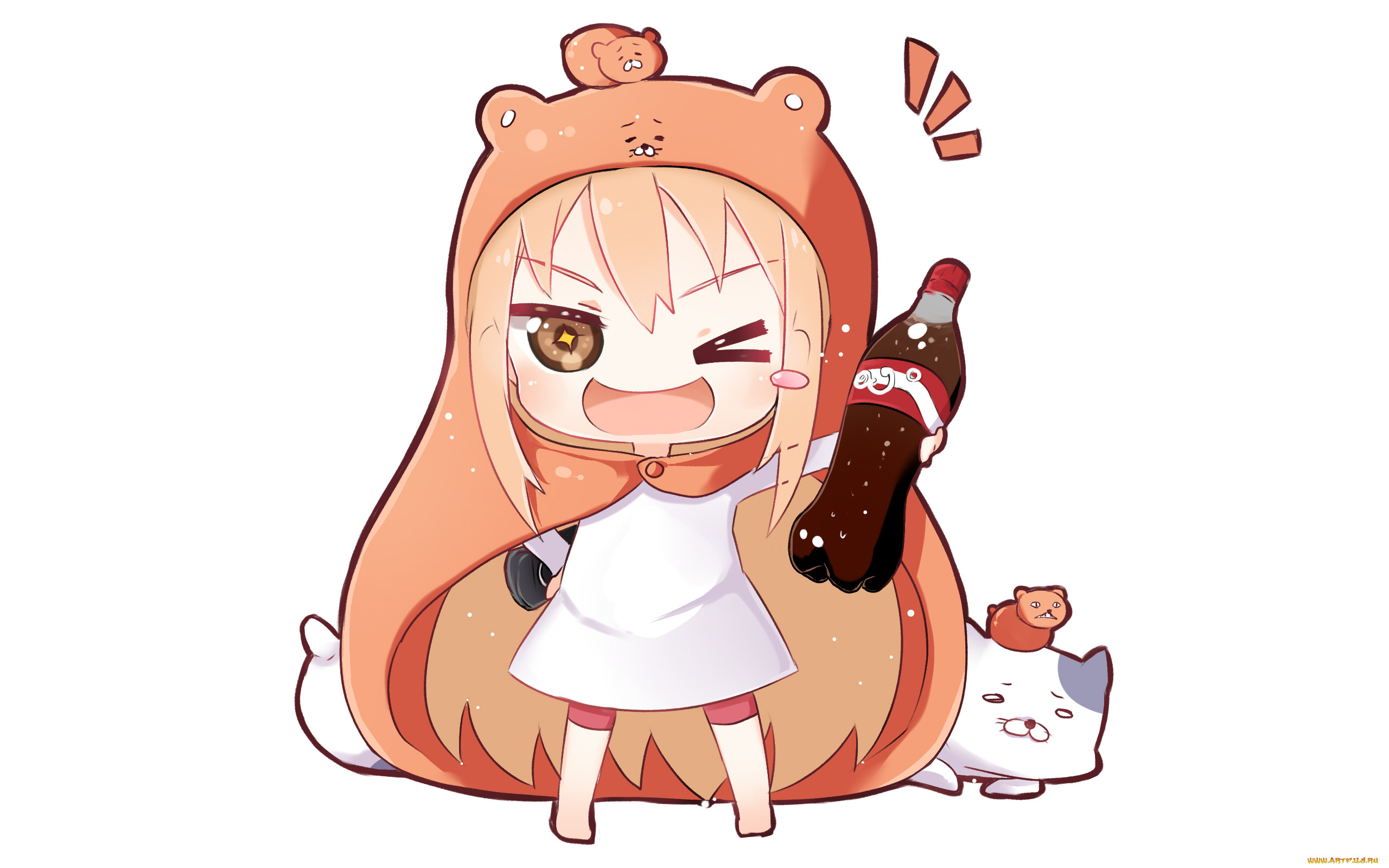 Обои Автор: wataru kuri Аниме Himouto Umaru-chan, обои для рабочего стола,  фотографии автор, wataru kuri, аниме, unknown, другое, кока-кола, девочка,  wataru, kuri, арт Обои для рабочего стола, скачать обои картинки заставки на